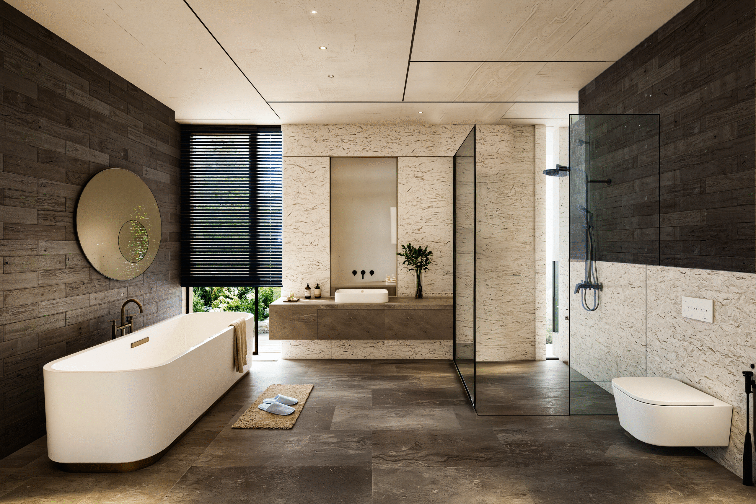 Light-filled bathroom with premium materials